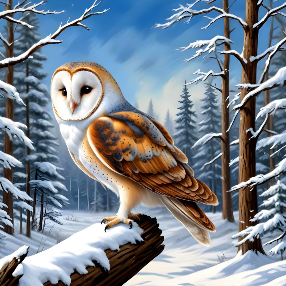 Winter Perch Among the Pines