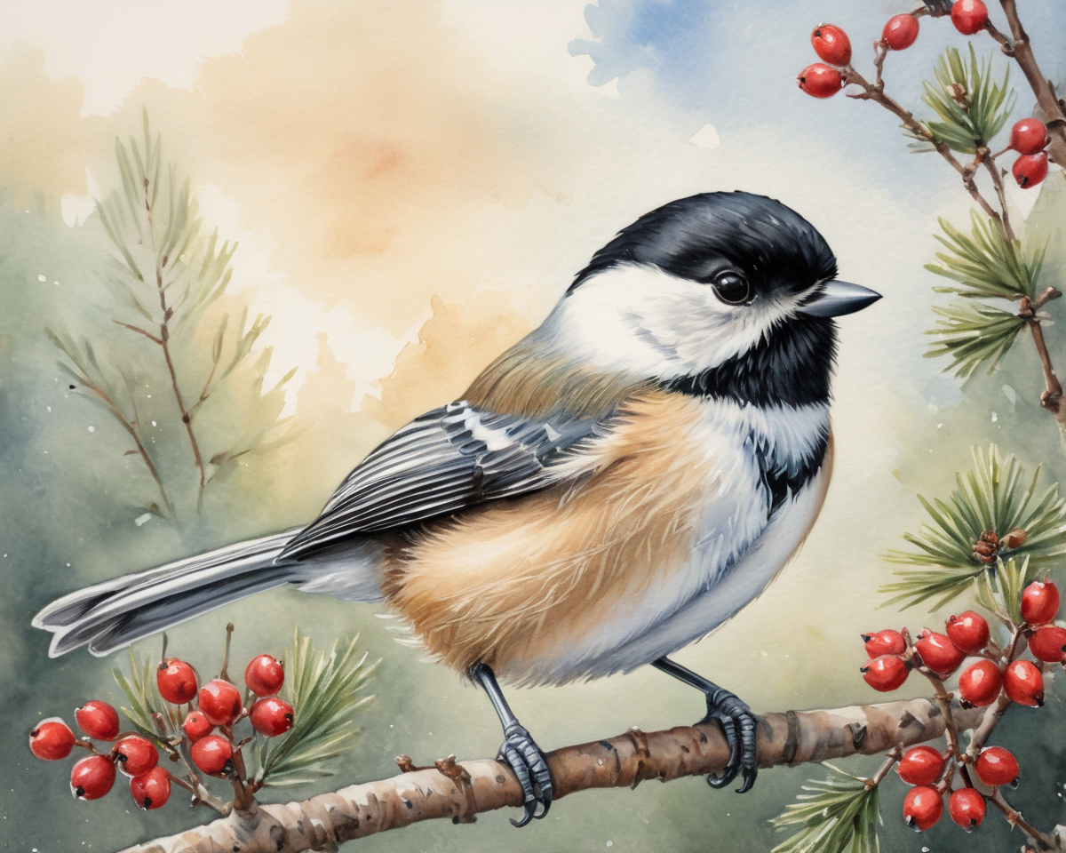 Chickadee and Berries