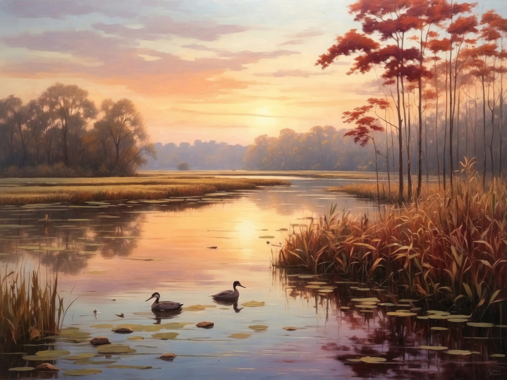 Dusk Amongst the Marsh Reeds