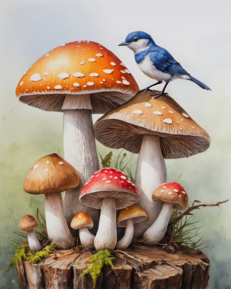 Quiet Rest Amidst Mushrooms