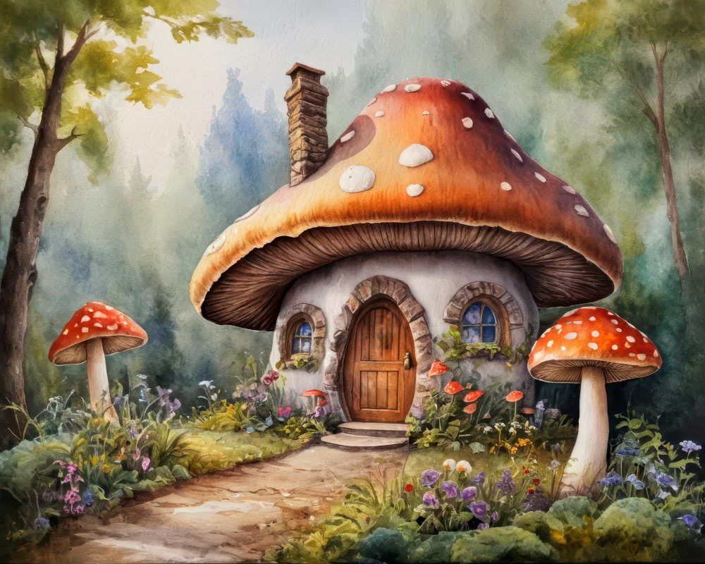Mushroom House in the Forest