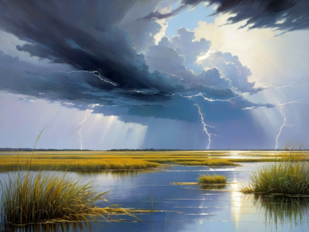 Lightning Over the Wetlands