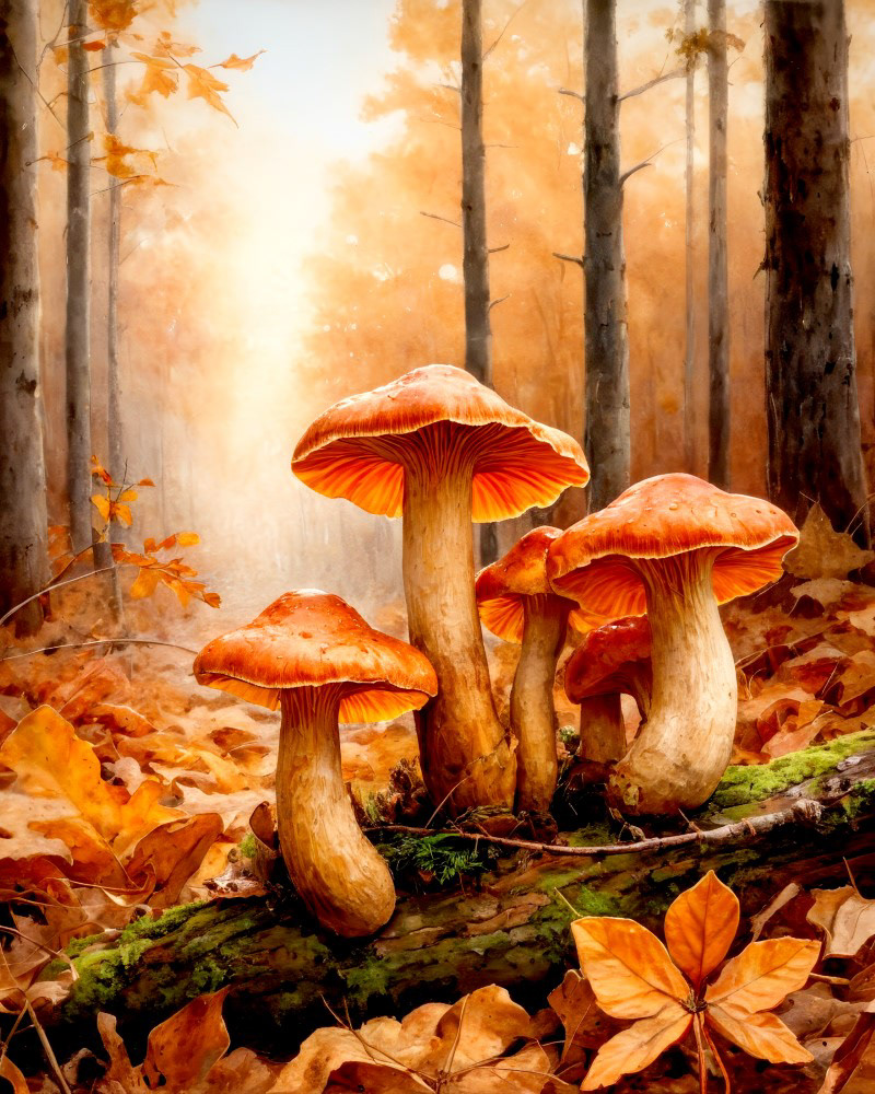 Cluster of Fall Mushrooms