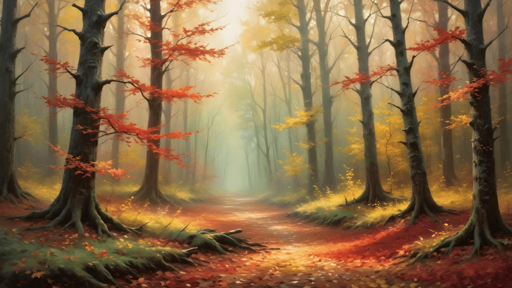 Ember Leaves on the Mystic Trail