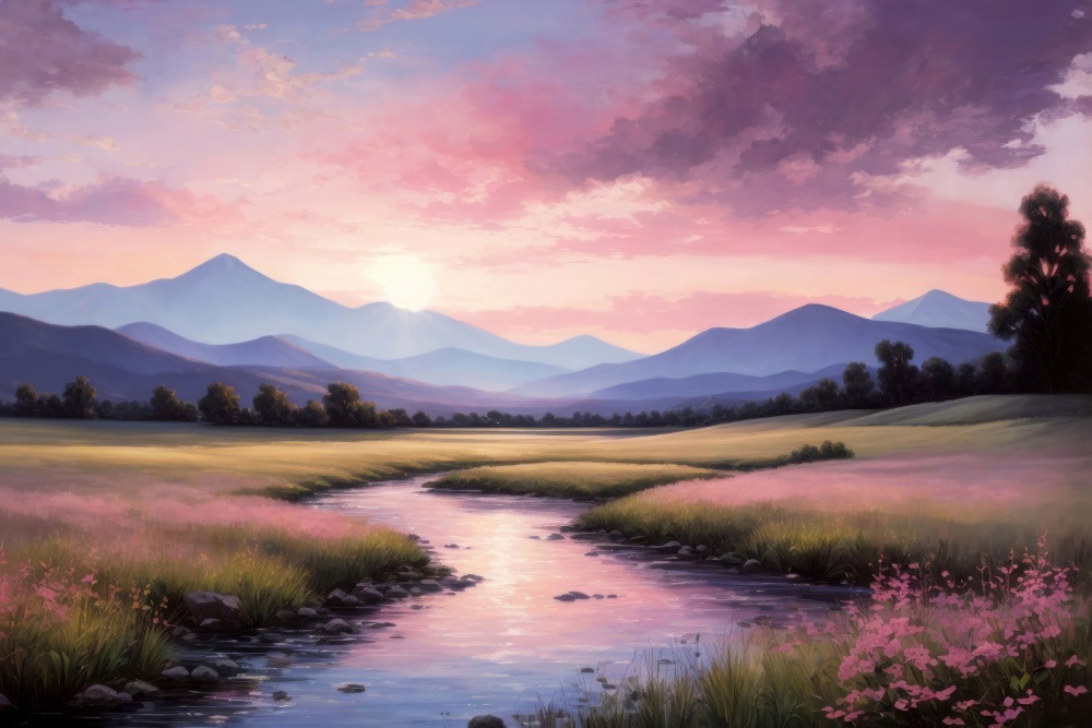 Pink Dawn Along the River