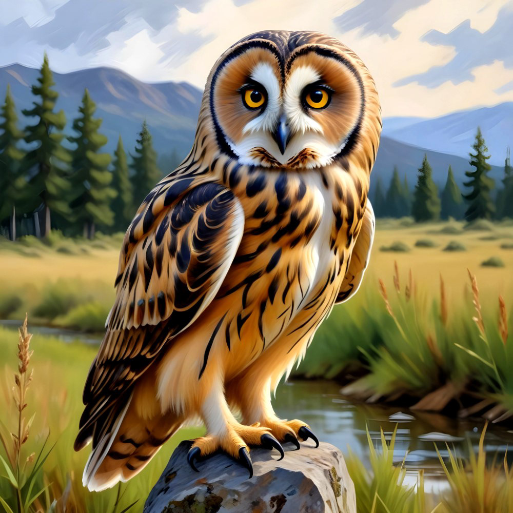 Short Eared Owl in the Meadow