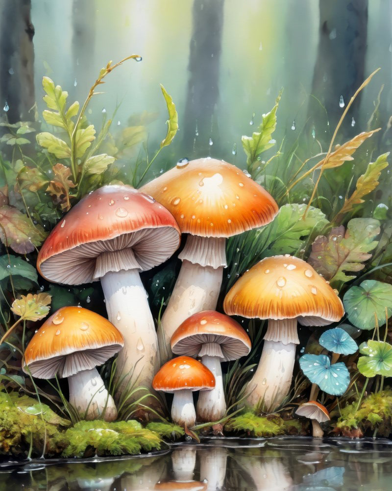 Rain-Kissed Mushrooms