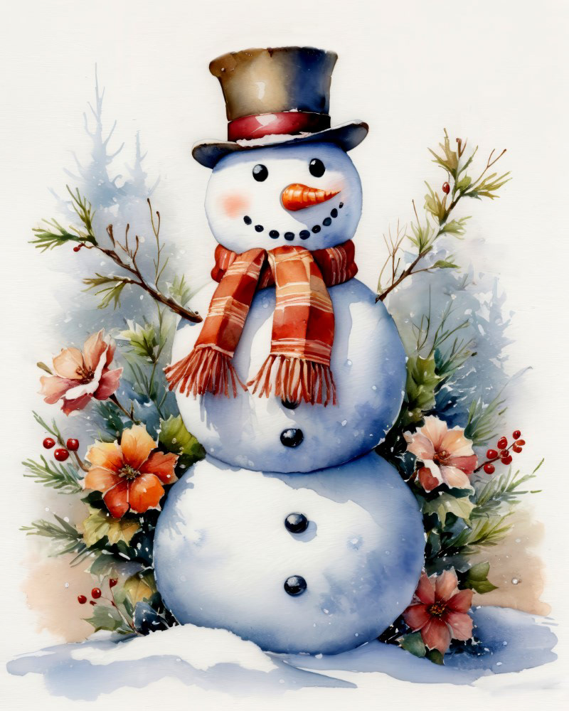 A Frosty Friend With Festive Flowers