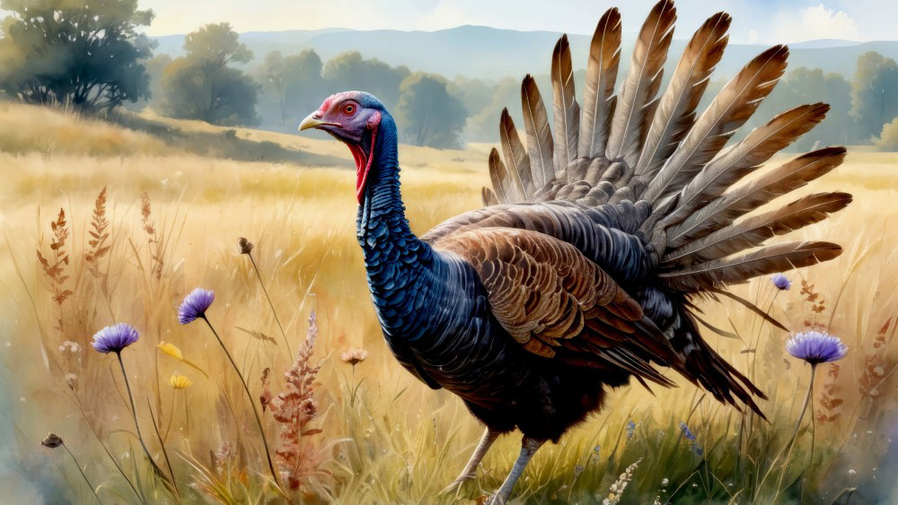 Wild Turkey in the Prairie Grass