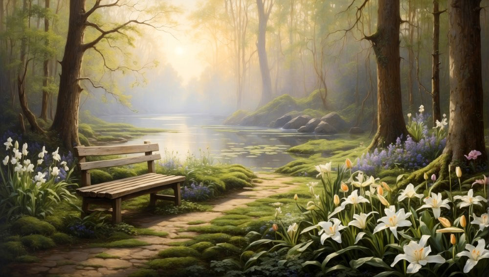 Secluded Spot With Easter Lilies