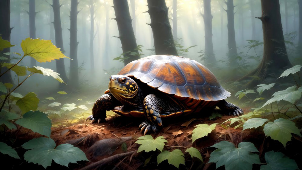 Turtle Exploring the Forest