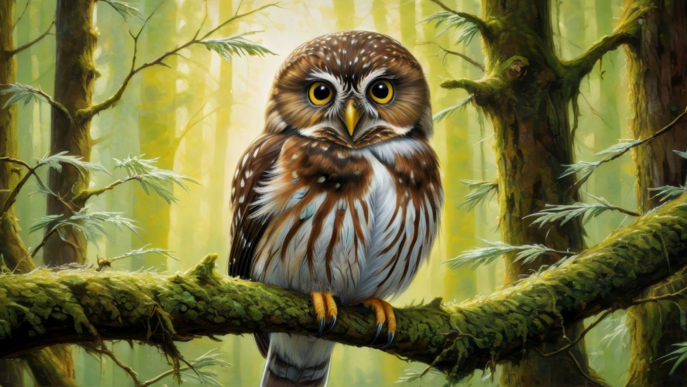 Eurasian Pygmy Owl in the Verdant Woods