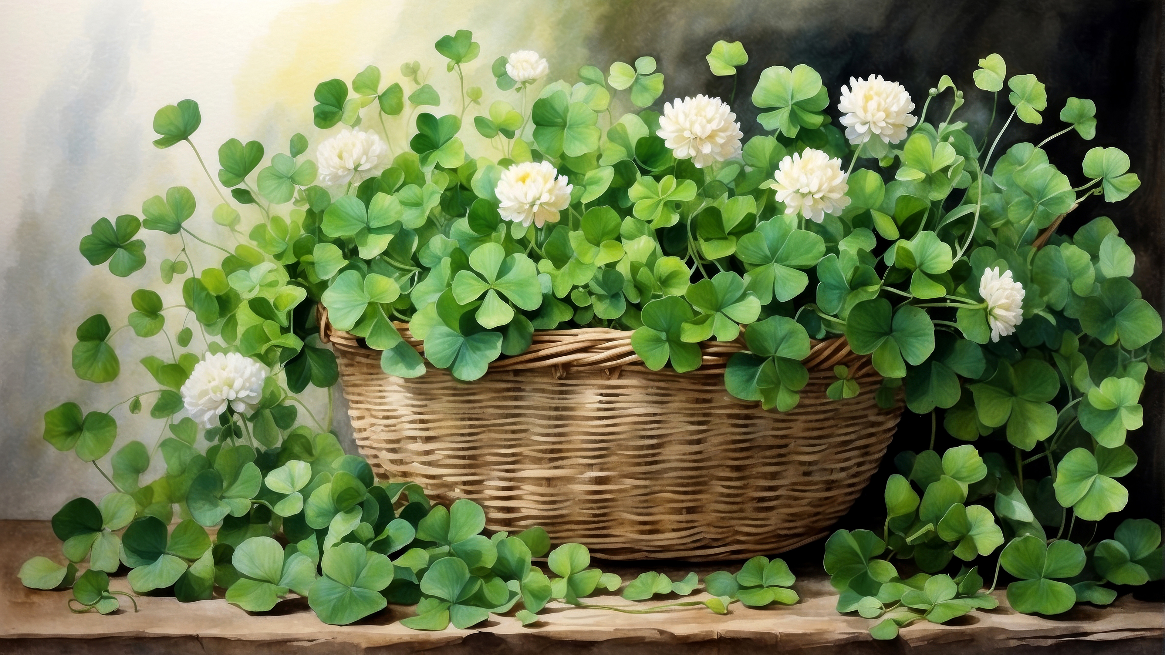Wicker Basket of Clovers