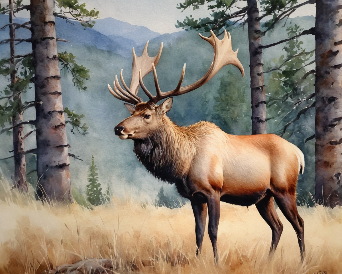 Bull Elk in Mountain Pines