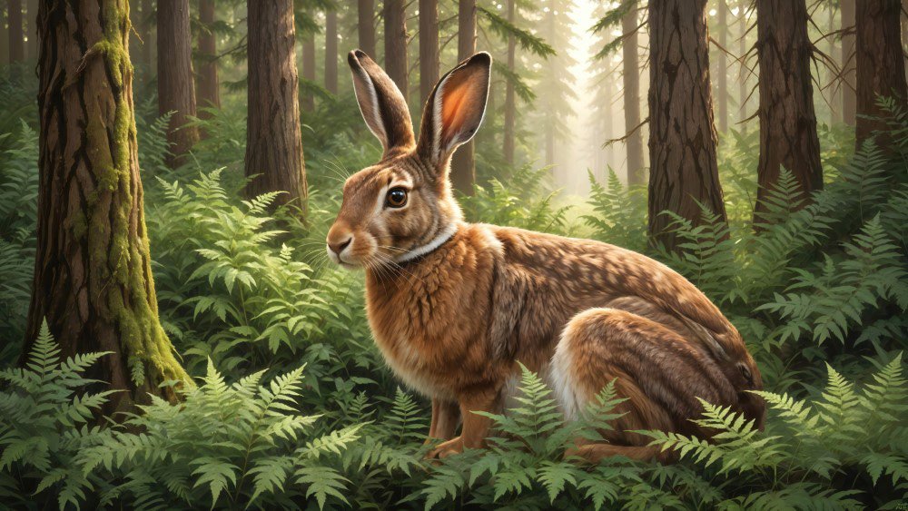 Peaceful Hare in the Forest