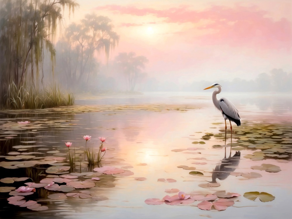A Heron Among the Lillies