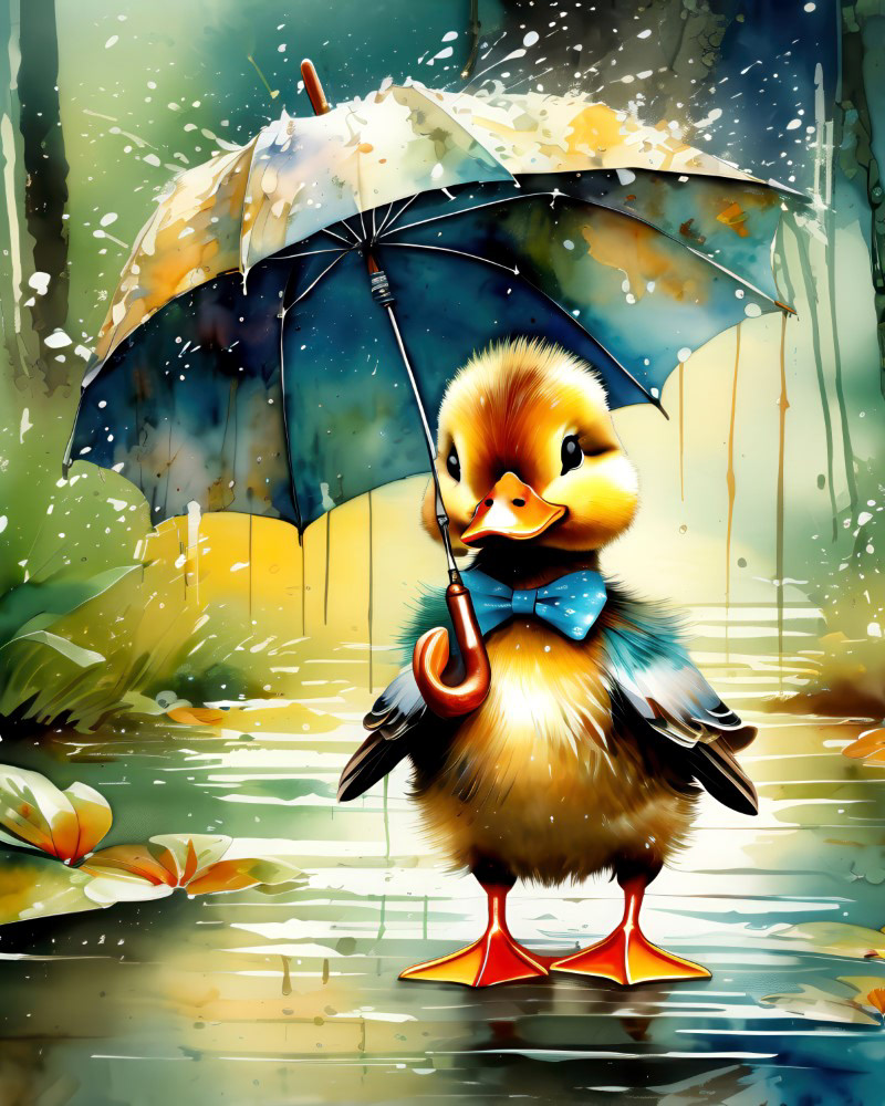 Duckling With Umbrella