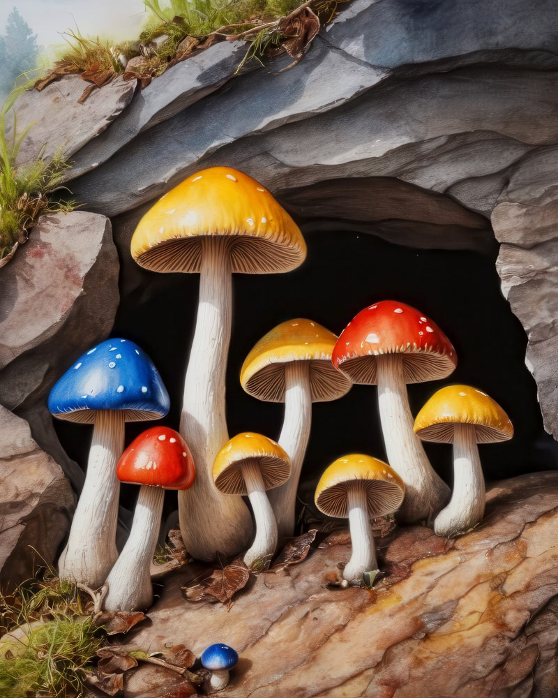 Grotto of Colorful Mushrooms