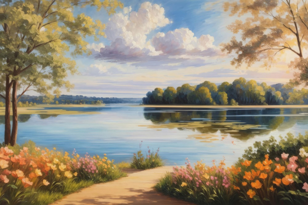 Flowers by the Lakeside Path