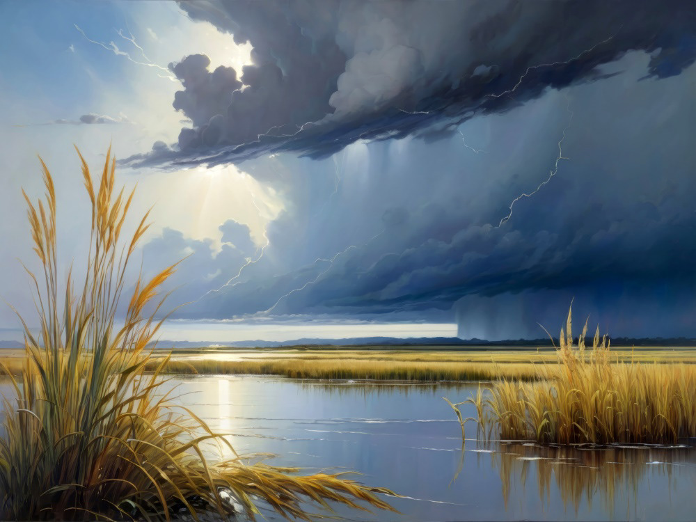 Rain Curtain Across the Marsh