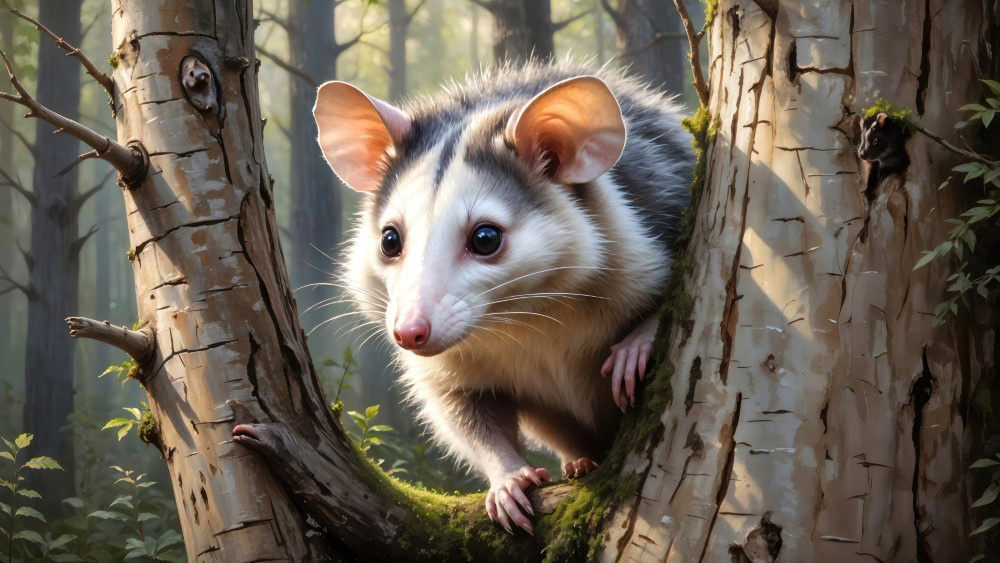 Opossum in the Tree Hollow