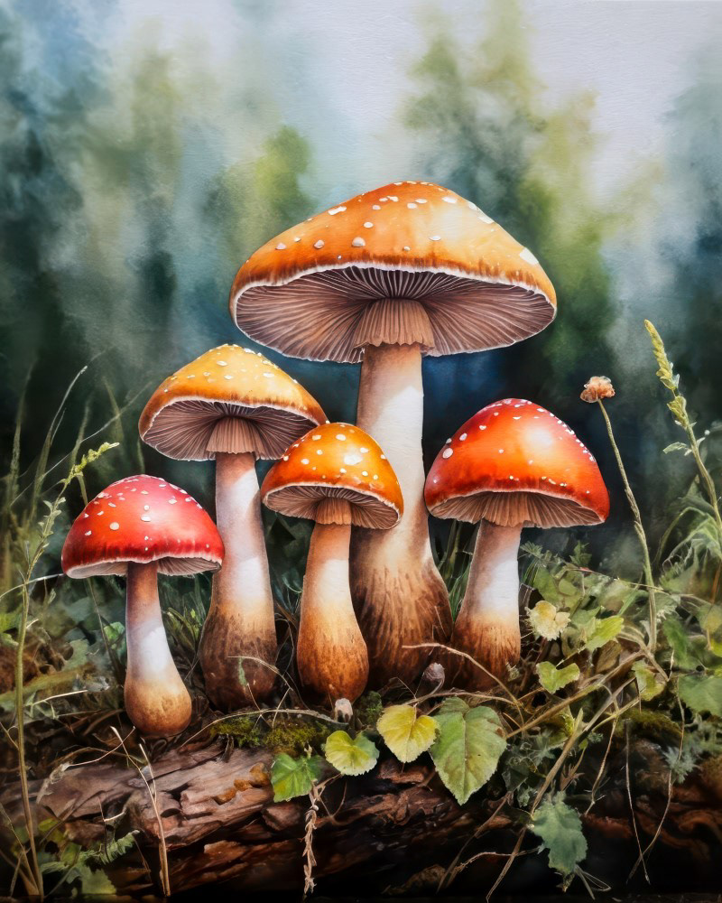 Sunset Mushroom Cluster