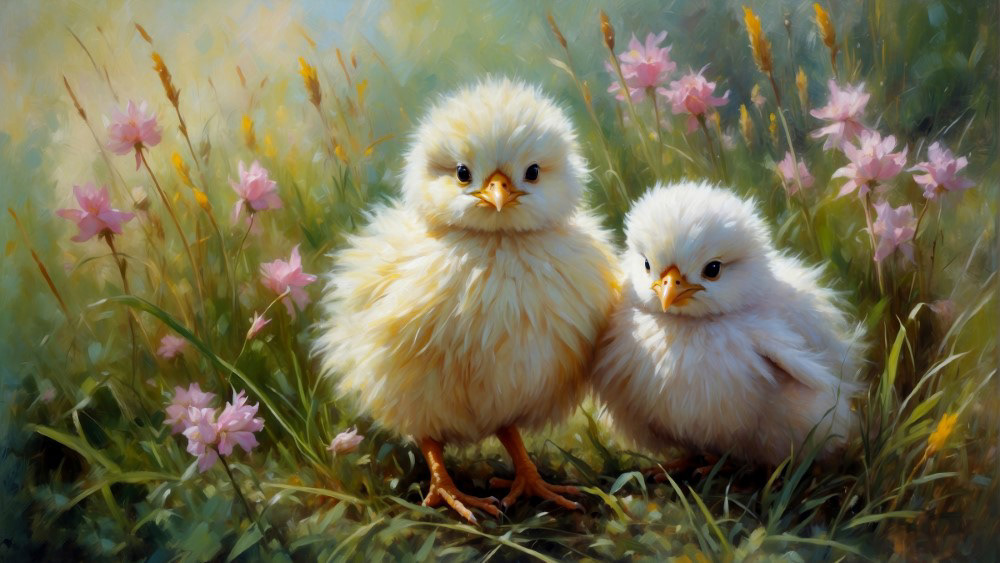 Fluffy Chicks in the Meadow