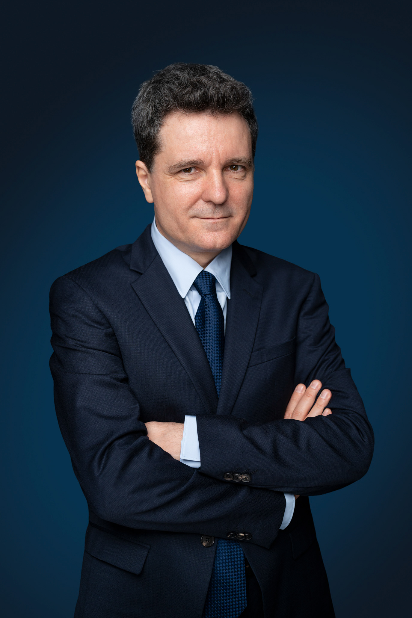 Portrait of Nicușor Dan, President of Romania, photographed by Alex Gâlmeanu.