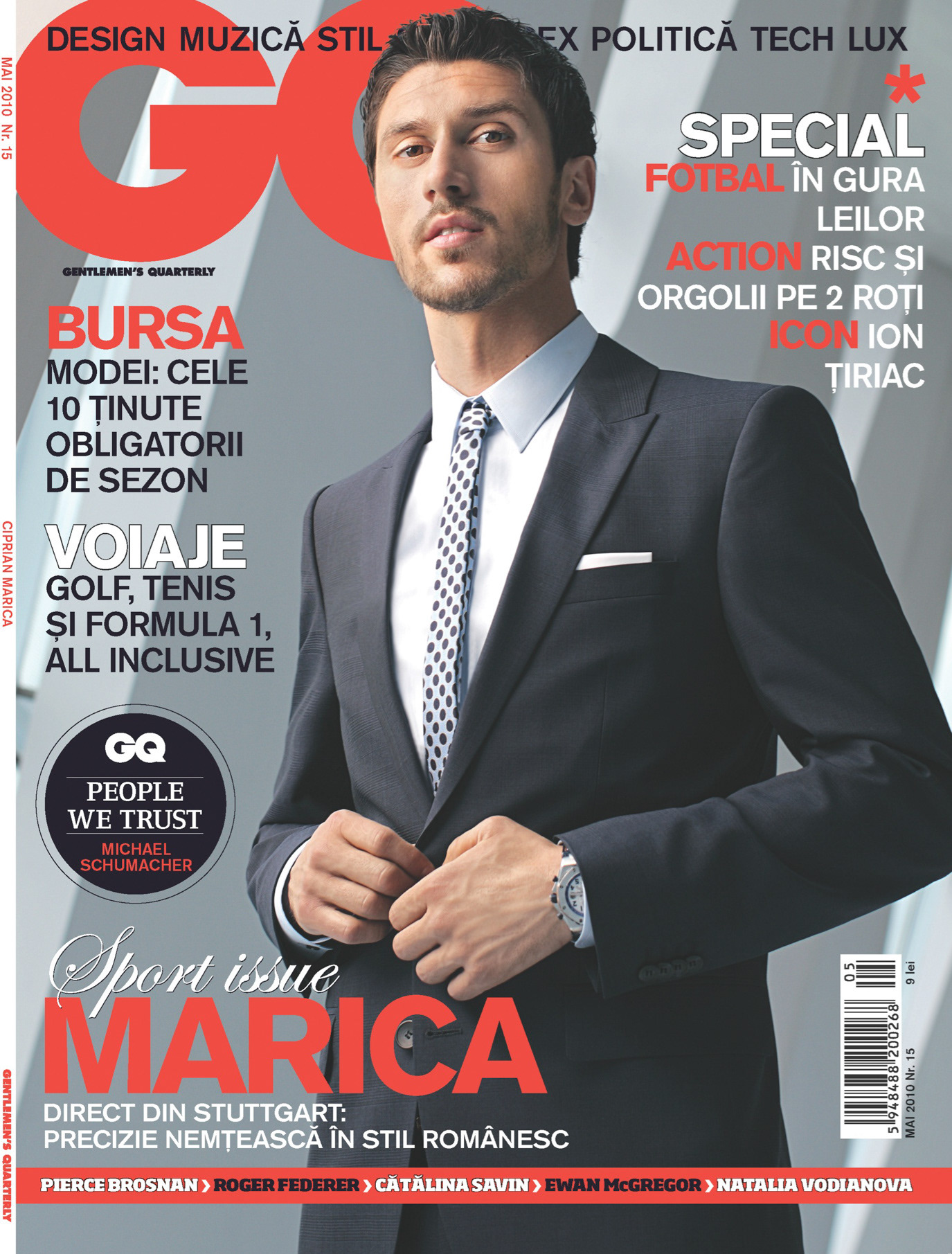 Ciprian Marica on the cover of GQ Romania, photographed by Alex Gâlmeanu.