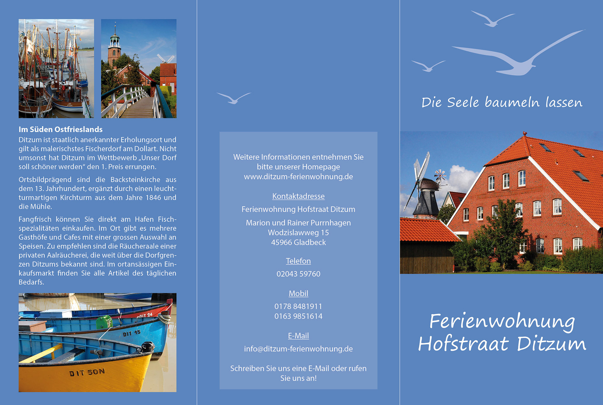 Falzflyer DIN lang aussen aufgeklappt