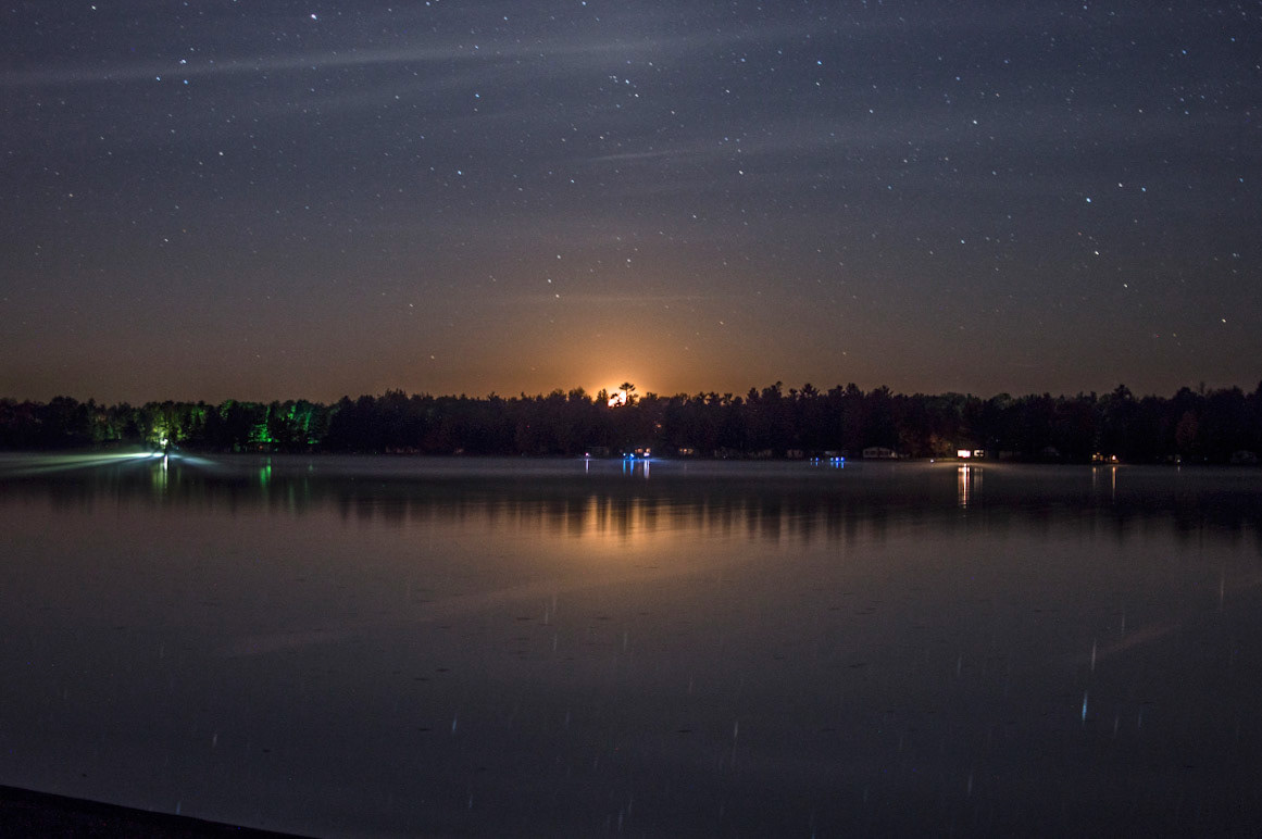 Moon set over Cedar Lake, MI