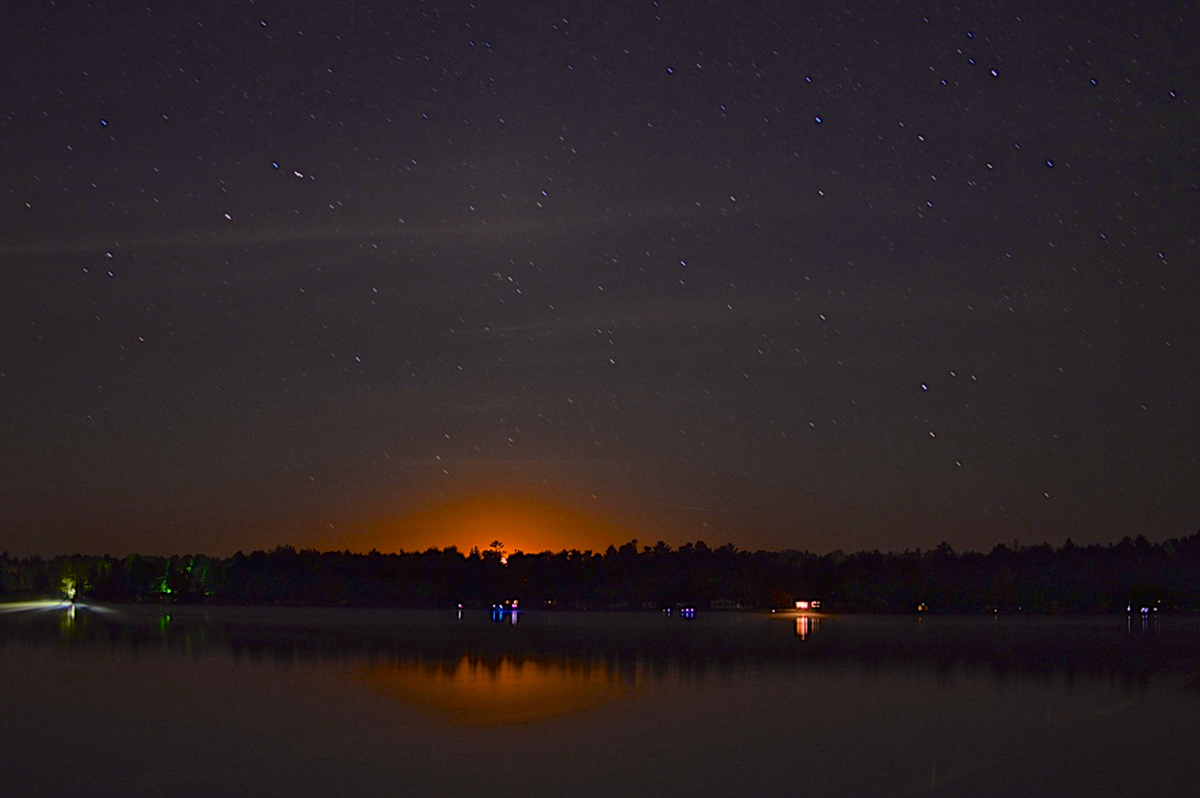 Moon set over Cedar Lake, MI