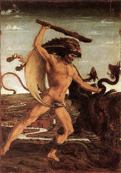Antonio Del Pollaiuolo, Hercules and Antaeus, ca.1475, Tempera on Panel