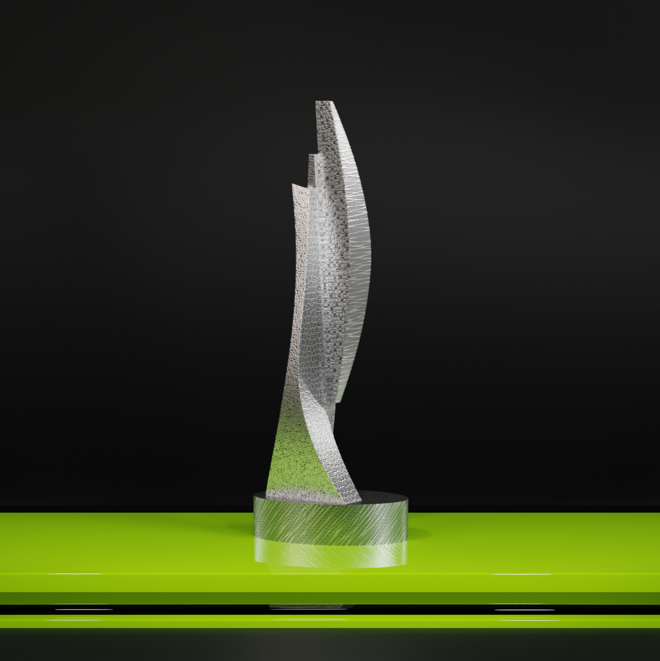 "Seedling" Sculpture, polygon mesh modelled on top of CAD data
