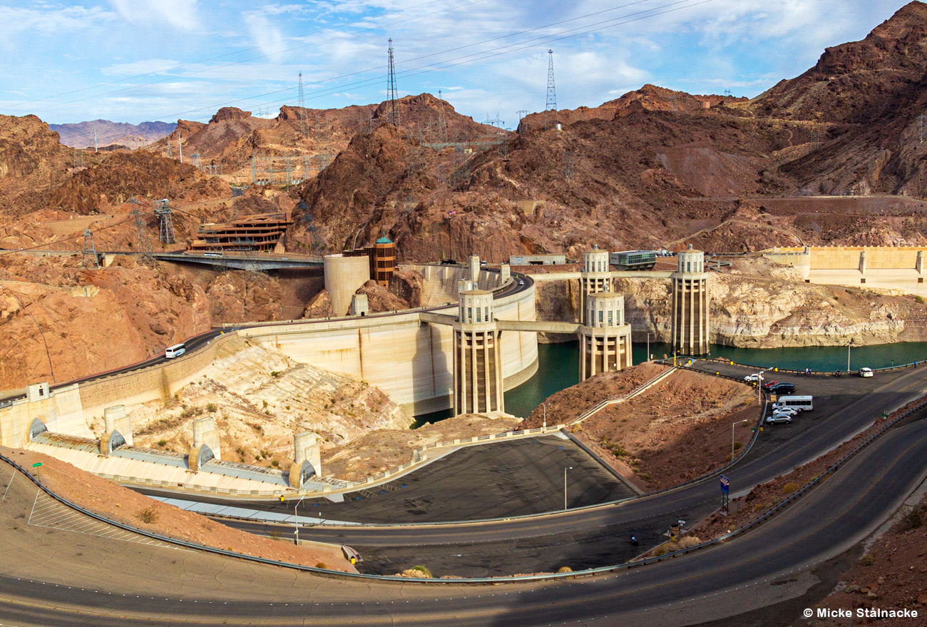 Hooverdammen på gränsen mellan Nevada och Arizona (Superman, 1978). USA (2014).