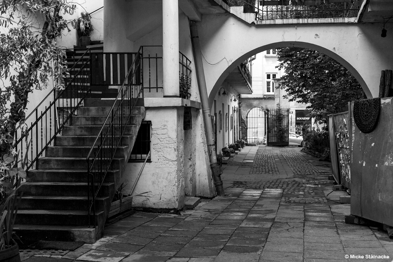 Innergård ur Steven Spielbergs "Schindler's List" (1993). Krakow, Polen (2018).