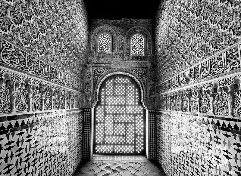 Arabian Echoes - Here, light gives depth to flat surfaces, turning walls into layered space. In the Moorish architectural language of Spain, windows are sensed rather than handled—felt through rhythm, shadow, and filtered light. ($135)