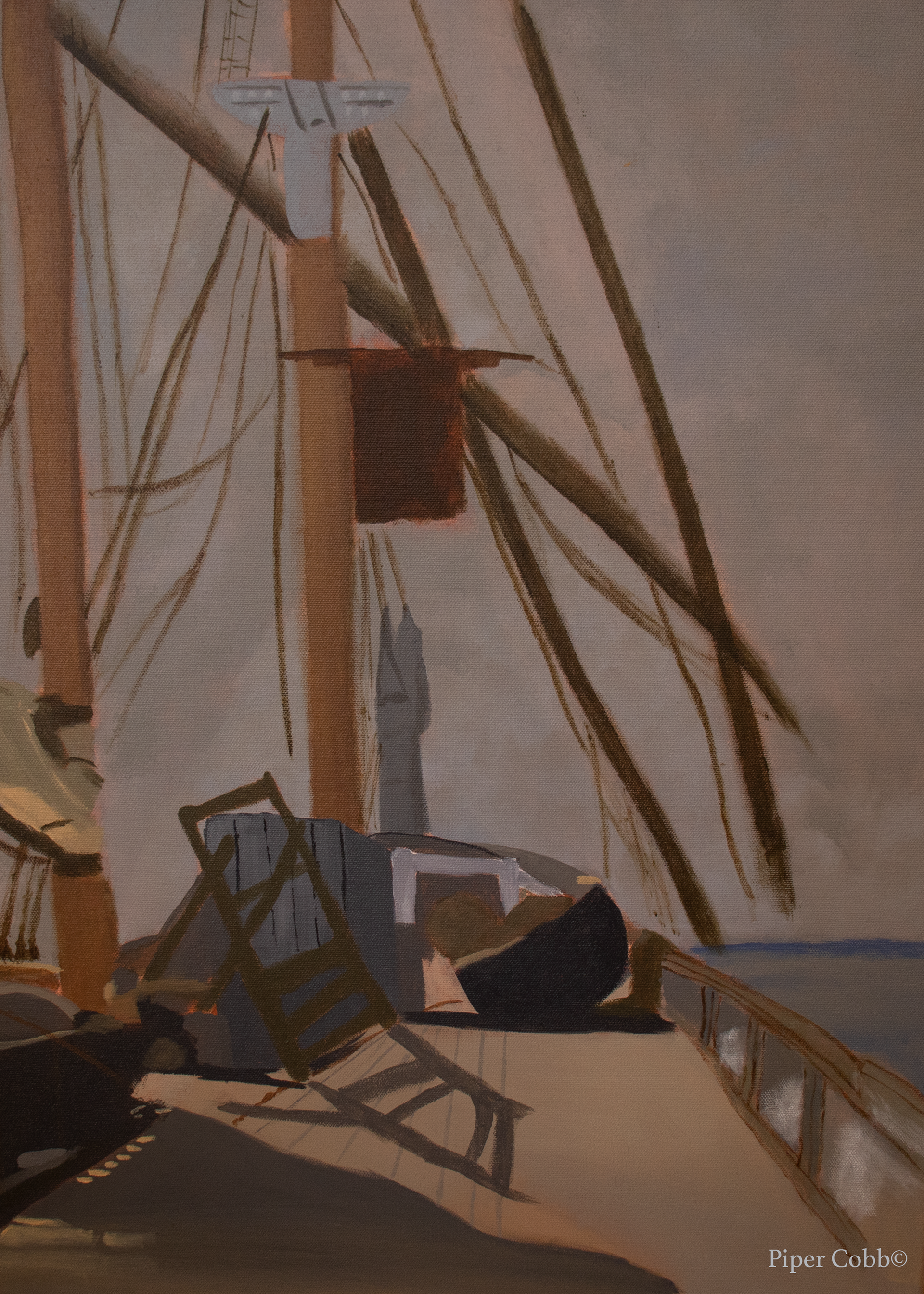 Master Study- The Ship's Deck by Manet (Acrylic on Canvas, Spring 2022)