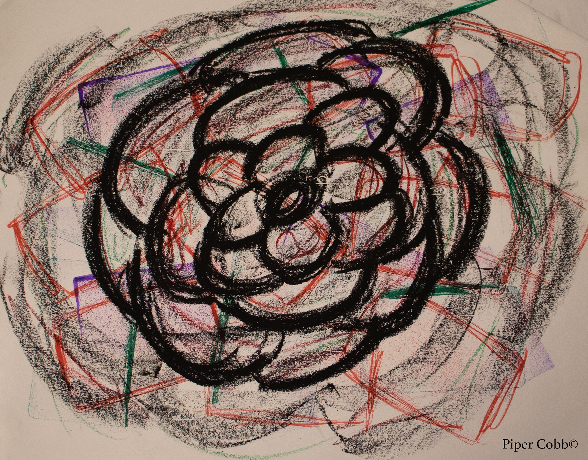 Darkest Flower (Oil Pastel, Marker, Ink on Paper, Spring 2022)