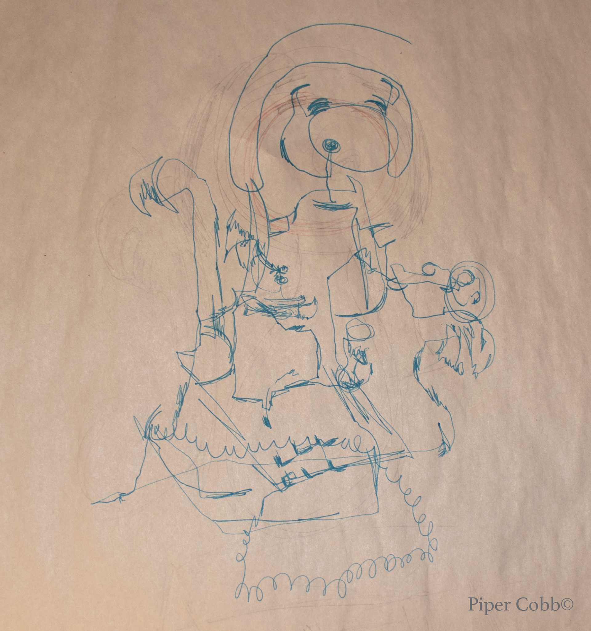 Blind Contour, Still Life (Pen on Newsprint, Fall 2022)