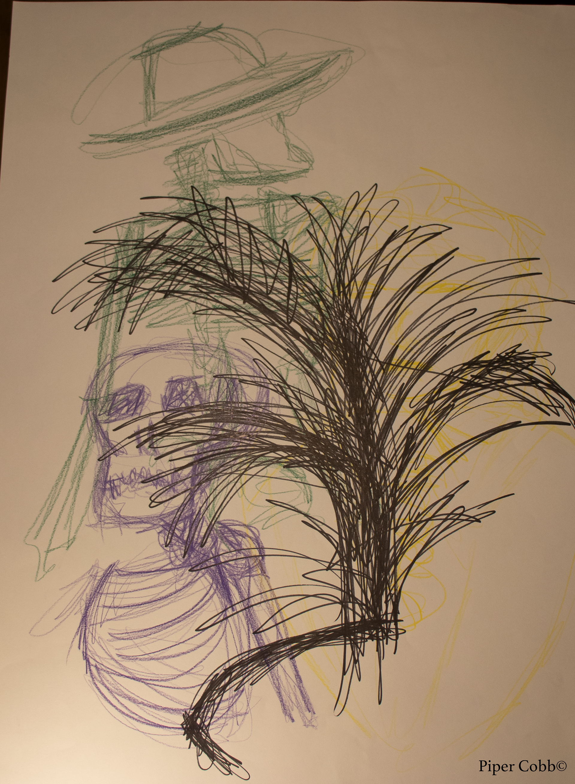 Scribble Gesture, Still Life #1 (Colored Pencil, Graphite, Sharpie on Drawing Paper, Fall 2022)