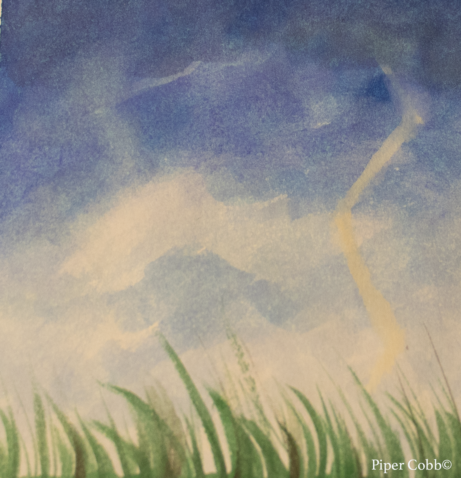 Lightening in the Field (Watercolor on Paper, Spring 2022)