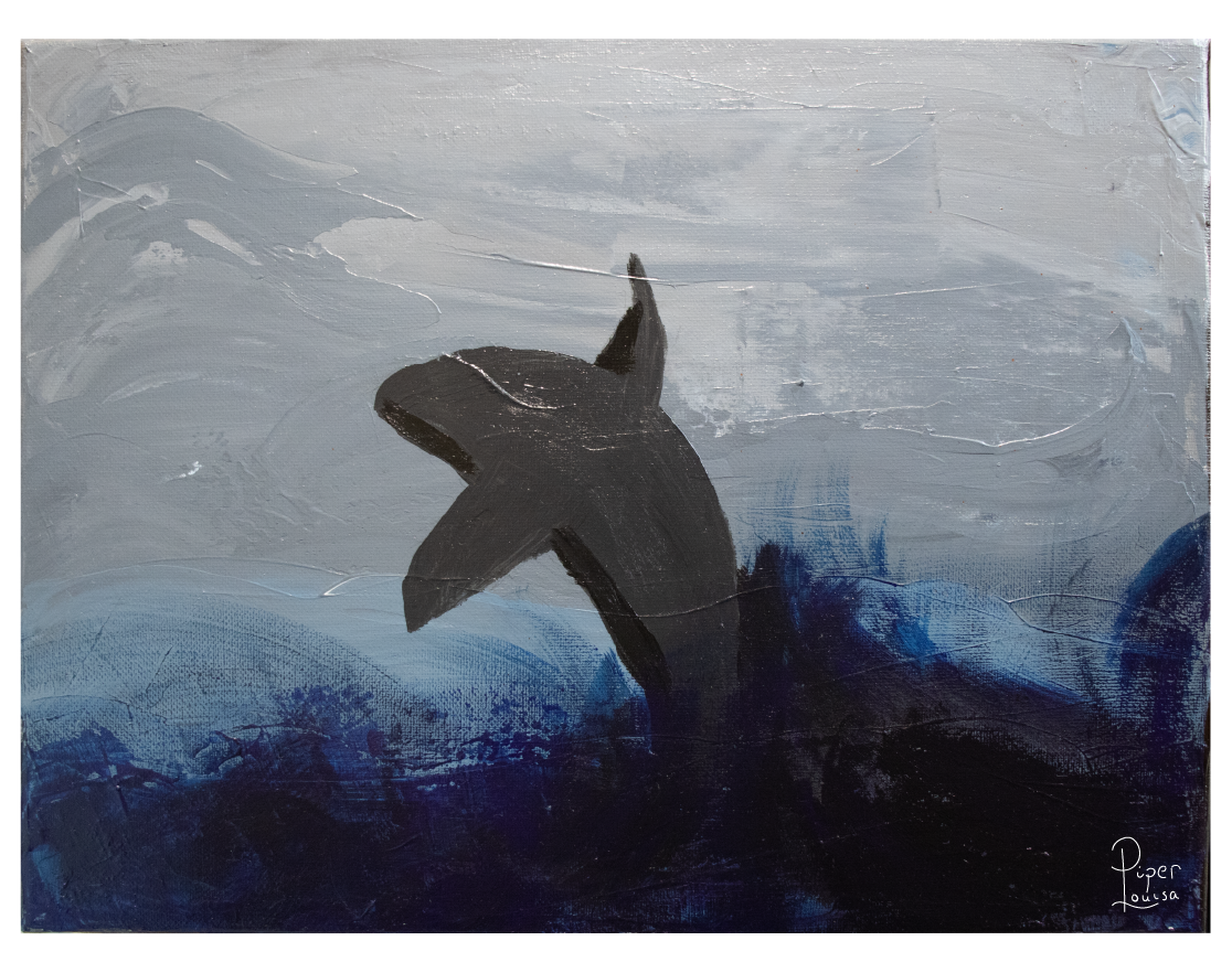 11"x14"- Whale Jumping in the Storm