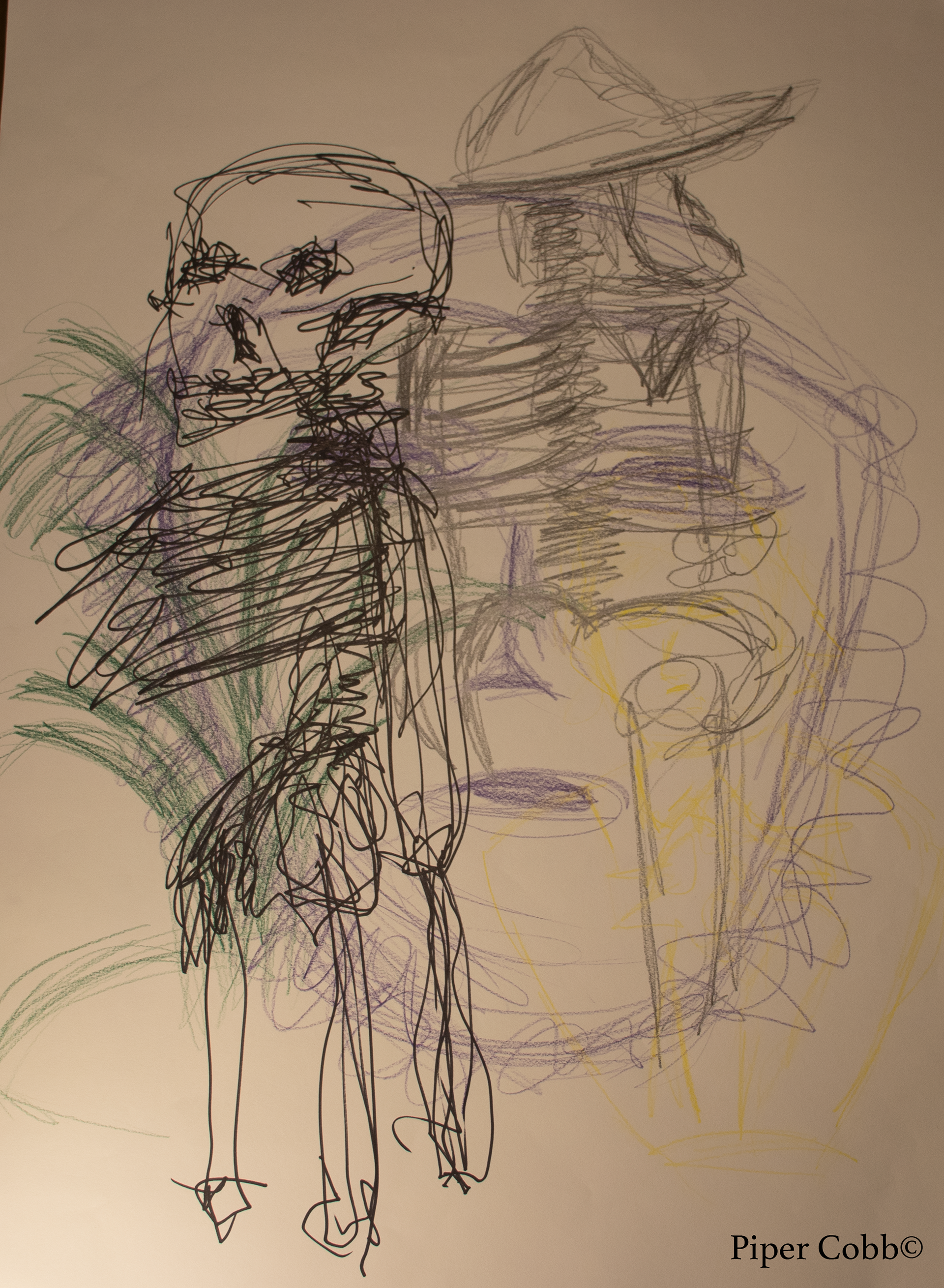 Scribble Gesture, Still Life #2 (Colored Pencil, Graphite, Sharpie on Drawing Paper, Fall 2022)