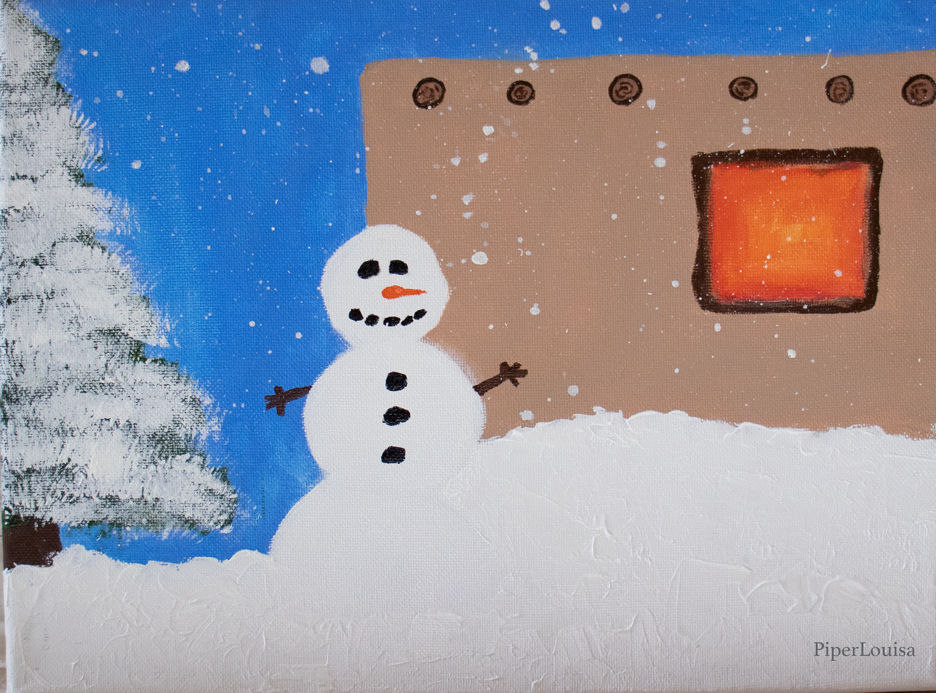 Snowman in New Mexico (Acrylic on Canvas, 2021)