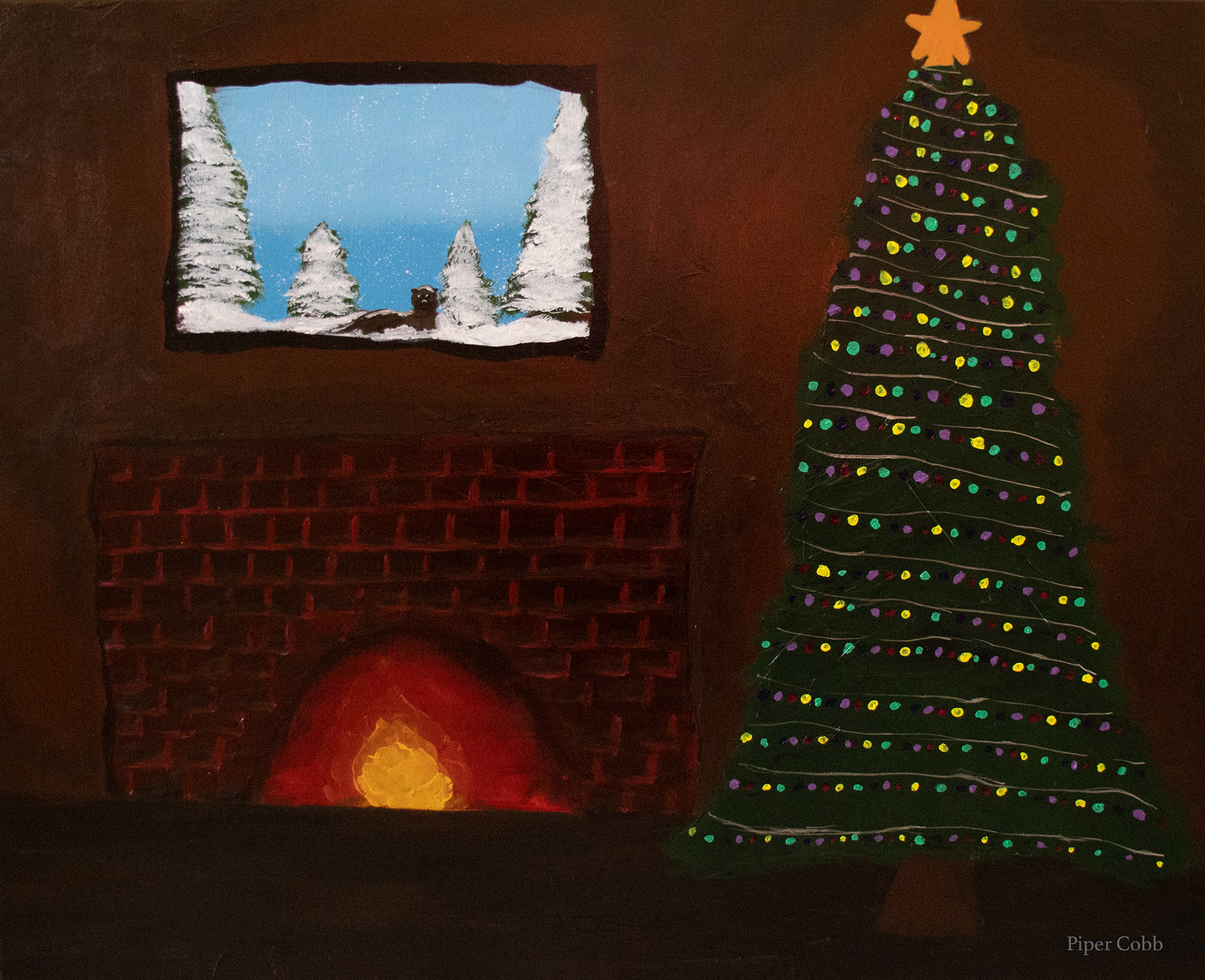 The Firelit Christmas (Acrylic on Canvas, 2022)