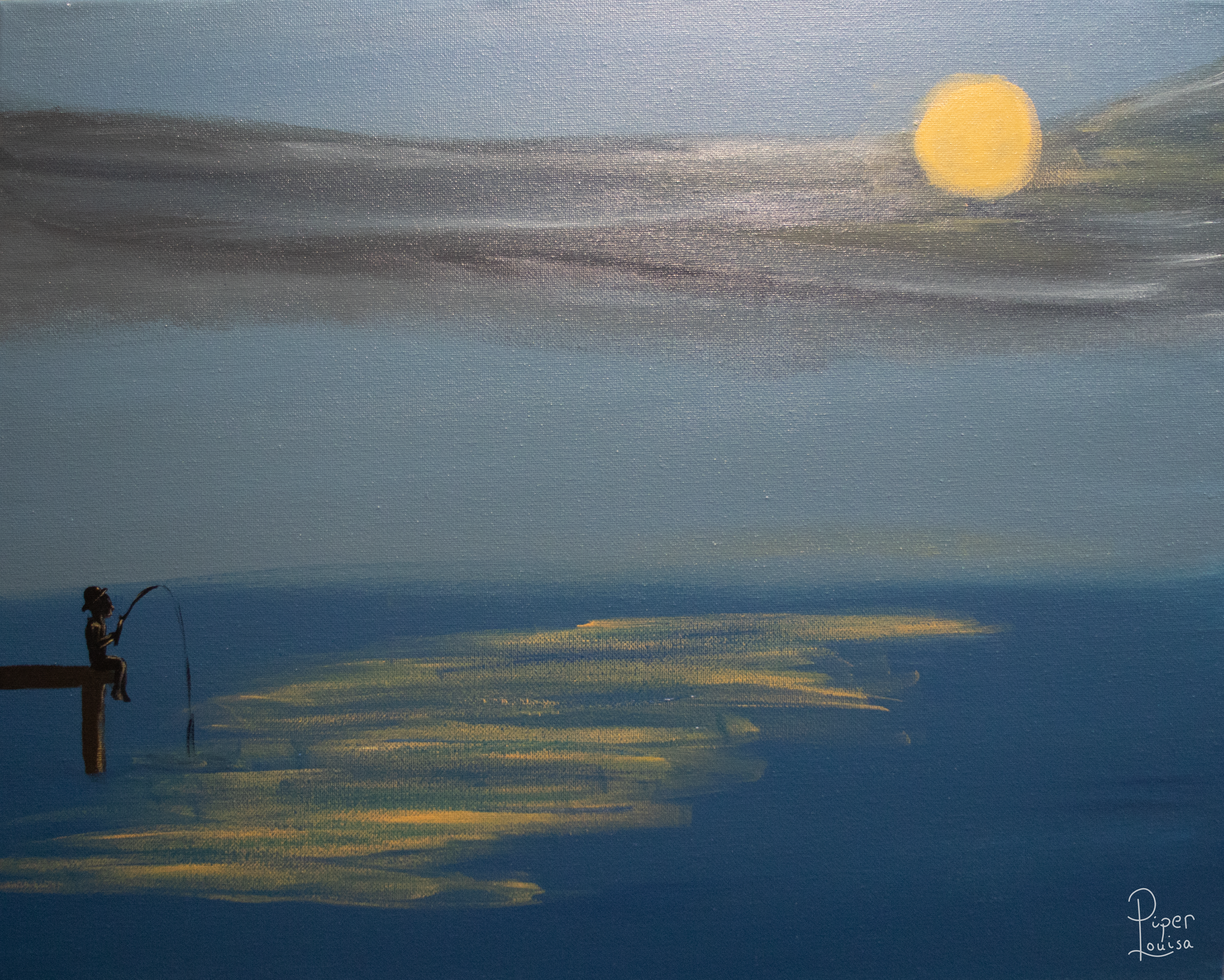 16"x20"- Midnight Fisherman