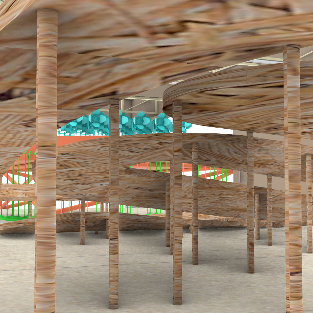 A view of the elevated trail from underneath.