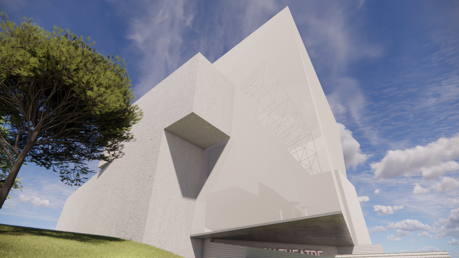 Outer view of the transparent and solid surfaces.