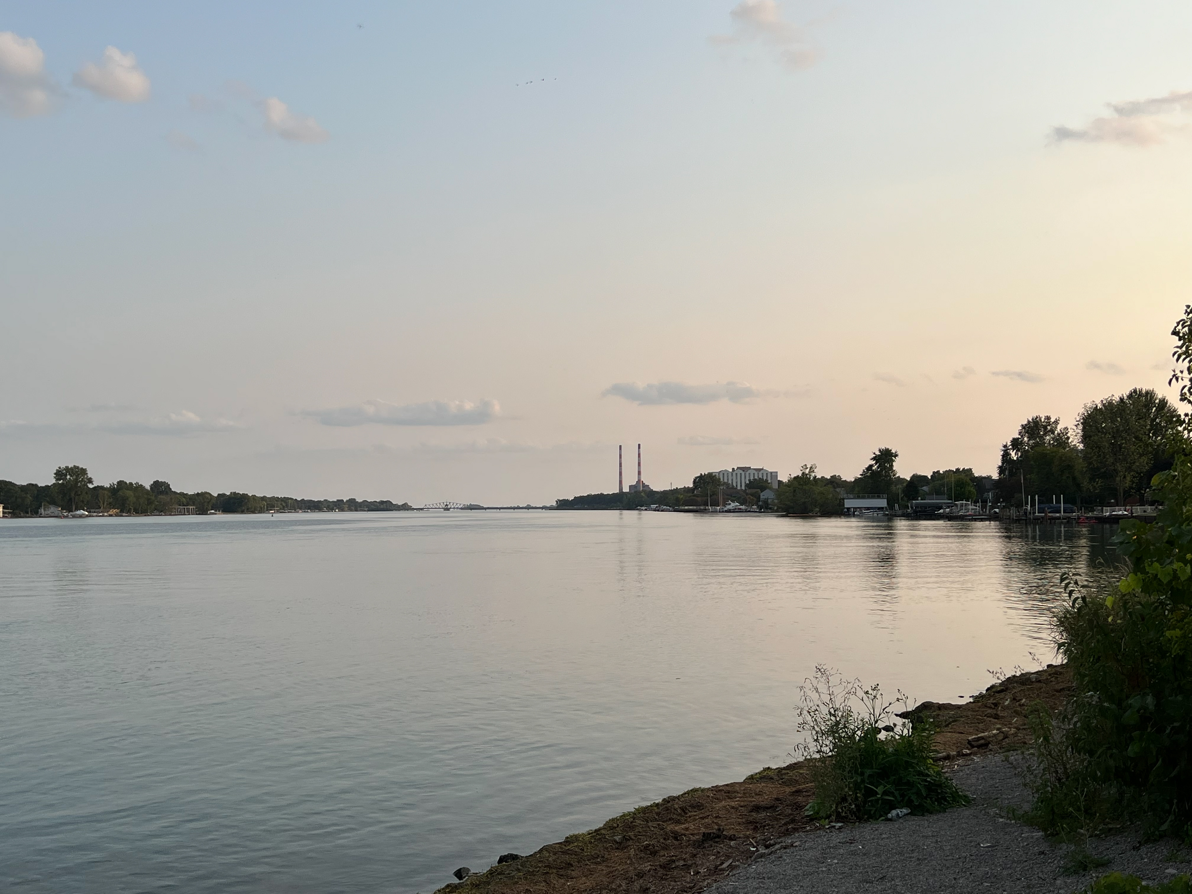 A photo from the site visit to the Trenton, Michigan site. The DTE Trenton channel plant cooling towers can be seen in the background.